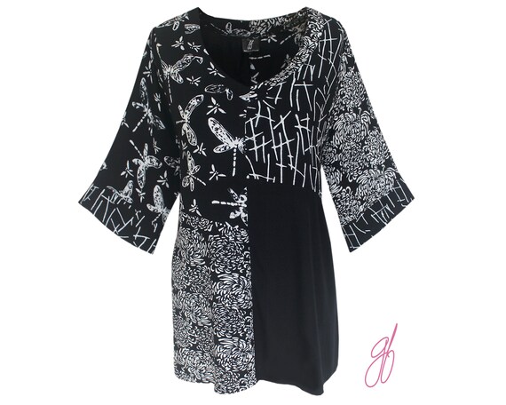 plus size black tunic top