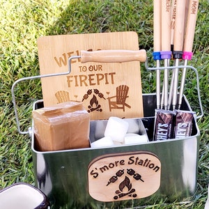 Personalized S'more Caddy | Caddy Kit | S'more Kit | S'more Sticks | Marshmallow Sticks personalized | S'more Board | Bamboo Board