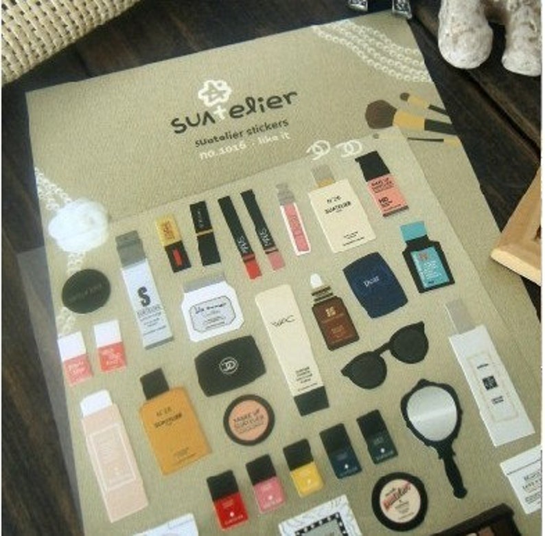 Korean Scrapbook Stickers Cosmetics Etsy