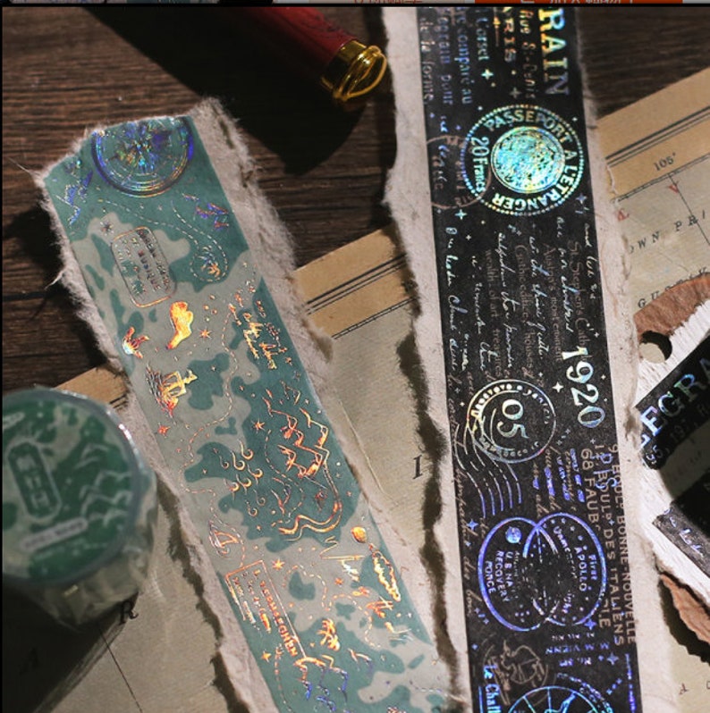 Laser Gold Foil Universe Washi Tape and Release Paper Starry Etsy