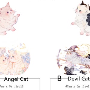 Angel Cat of Devil Cat Washi-tape met speciale print- en lospapier-Japanse washitape-decotape-2 stijlen om uit te kiezen