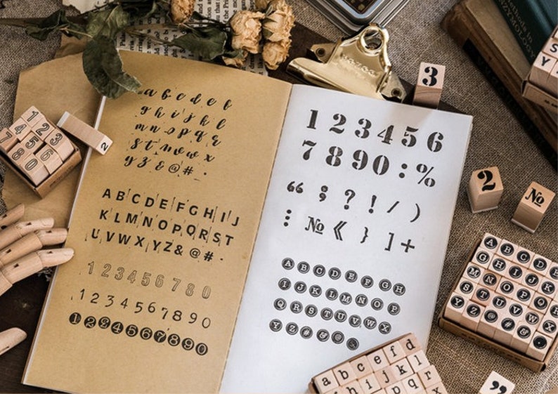 Alphabet Wooden Rubber Stamps Set Numbers Wooden Rubber | Etsy