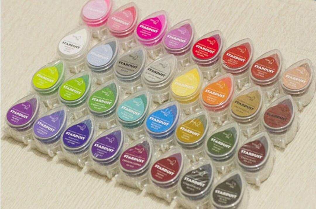 Set of 32 Colors Stardust Water Drops Brilliance Ink Pad, Quick Drying