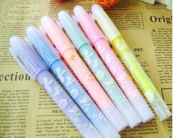 Set of 6pcs Fluorescent colorful pen, highlighter pens for DIY scrapbook,painting, drawing, writing, sign