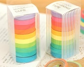Cinta adhesiva Set - japonés Washi Tape - Washitape - arco iris Decp cinta - papel Washi - adhesiva a engomada - 10 rollos en Color Normal