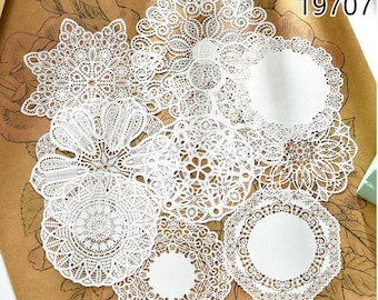 10pcs Hollow Paper Lace Sets-- Scrapbook Paper --Ephemera Paper--Junk Journal Kit--Ephemera, Craft paper for Journaling, Scrapbooking