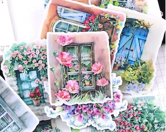 21pcs Scrapbook Sticker --Filofax Stickers--Planner Stickers--Windows and Flowers