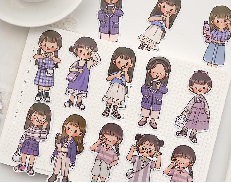 Gocavo 115pcs Fashion People Stickers, Lovely Girls Stickers, Kawaii People Stickers, Friends Stickers for Scrapbooking for Collage Art