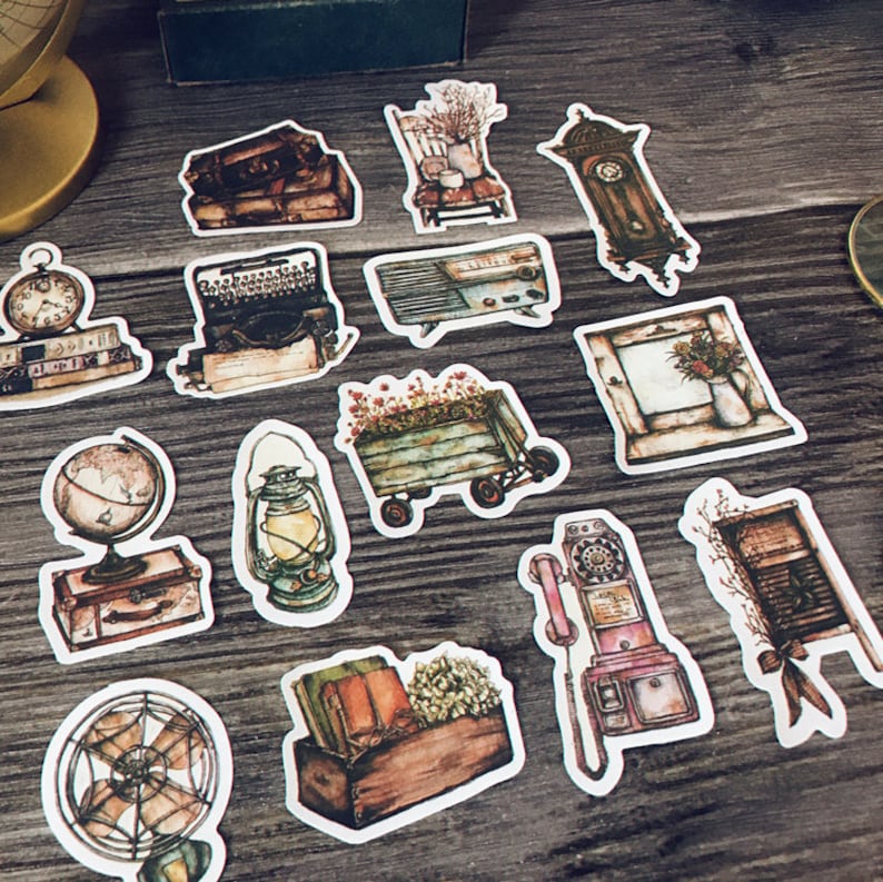 14pcs vintage furniture scrapbook sticker bullet journal etsy