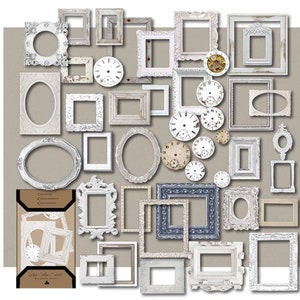 57-delige set witte lijst papier plakboek -- Filofax-kit -- Plannerkit -- Junkjournaalkit zonder lijm