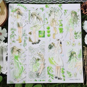 Cinta adhesiva PET con diseño de conchas de Raining Girl, cinta adhesiva PET para diario basura, cinta adhesiva con flores brillantes, 60 mm x 5 m