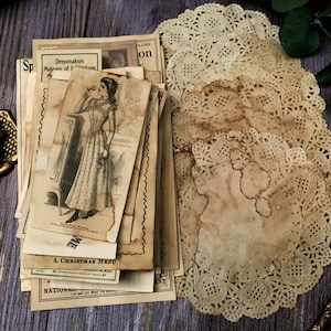 41pcs Vintage Ephemera, Junk Journal Kit, Junk Journal Coffee Dyed,Scrapbooking, Bullet Journal