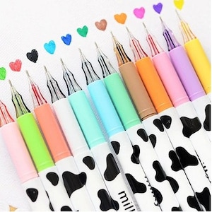 Set of 12 color gel pens for DIY scrapbook, painting, drawing, writing, sign--Lovely Animals- Cow