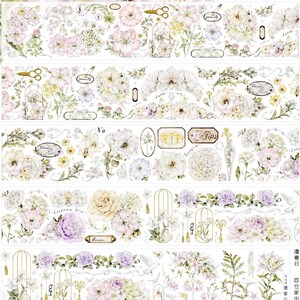 Spring Flower Die-cut Washi Tape with Special Ink-- Masking Washi Tape --Bullet Journal Washi Tape-Deco tape--60mm x6M