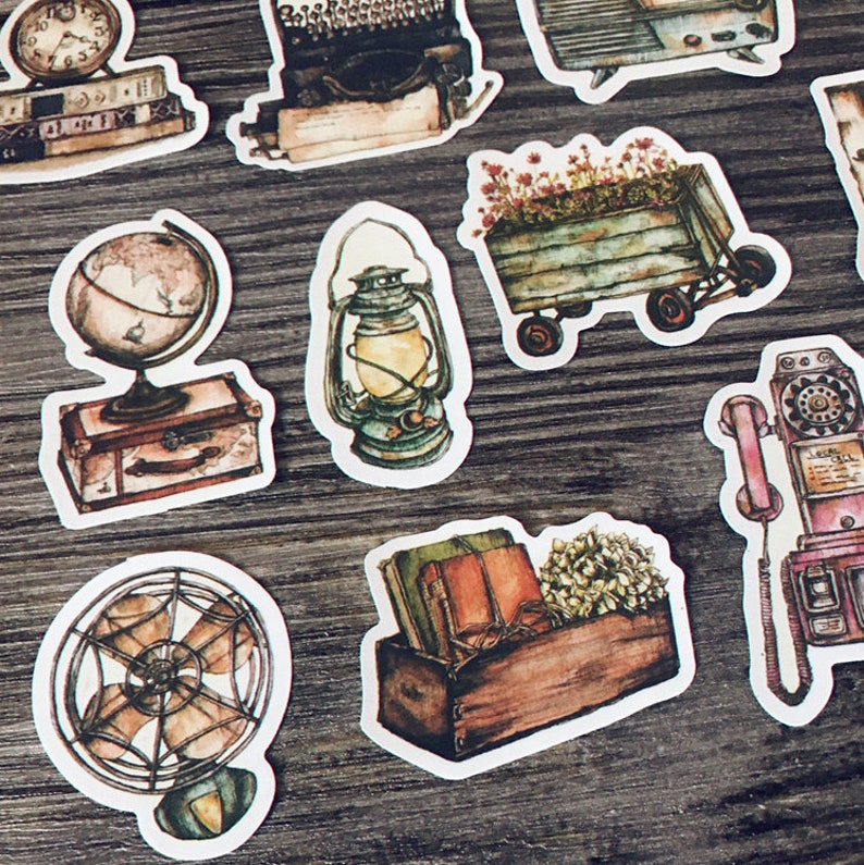 14pcs vintage furniture scrapbook sticker bullet journal etsy