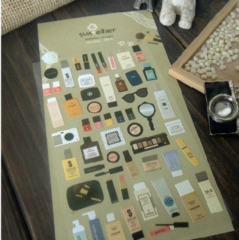 Korean Scrapbook Stickers Cosmetics Etsy