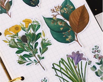 15 pegatinas para álbumes de recortes, pegatinas Filofax, pegatinas para planificadores, ramas verdes