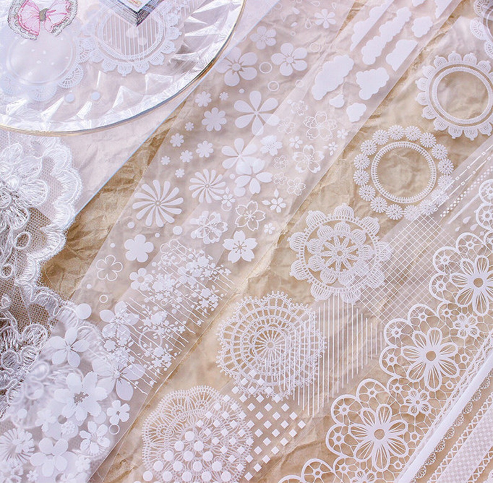 Lace Matte PET White Ink Washi Tape Masking Washi Tape Etsy