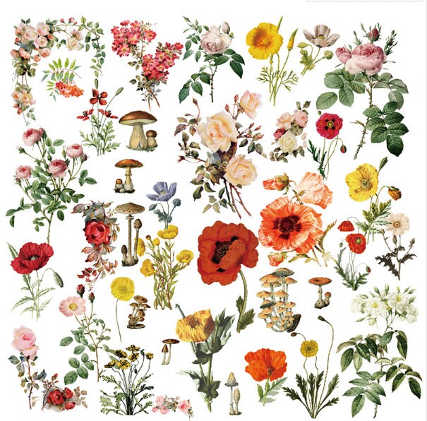 40pcs vintage flower scrapbook sticker filofax etsy