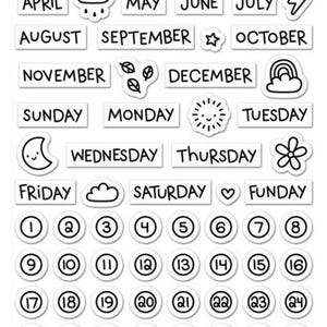Month, Date and Weather Transparent Stamps -- 11cm x 16cm stamp