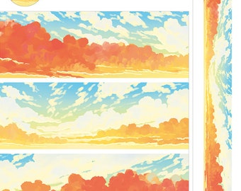 Sunset Glow Washi Tape met speciale inkt en release papier-- Japanse Washi Tape -Deco tape--40mm x3M