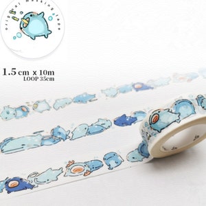 Whale Shark Washi Tape --Afplaktape - Decoratietape--15 mm x 10M