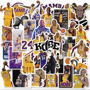 50 pegatinas de estrella de baloncesto con temática clásica de la NBA, pegatinas de Kobe Bryant, pegatinas para portátil, monopatín, coche, botellas de agua, funda de móvil.