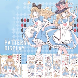 Alice in Wonderland PET Tape with Special Ink and Release Paper, Junk Journal PET Tape, 48mm x 5M