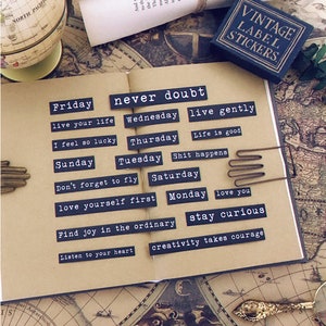 20pcs English Words Scrapbook Sticker --Bullet Journal Stickers--Filofax Stickers--Tim Holtz Style Planner Stickers--Vintage Stickers image 1