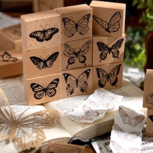 Butterfly Stamp-Wooden Rubber Stamp - Bullet Journal Stamps--12 styles to choose
