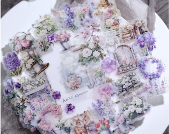 39 pegatinas de jardín de primavera, pegatinas con textura de pergamino, pegatinas Filofax, pegatinas de planificador, pegatinas troqueladas