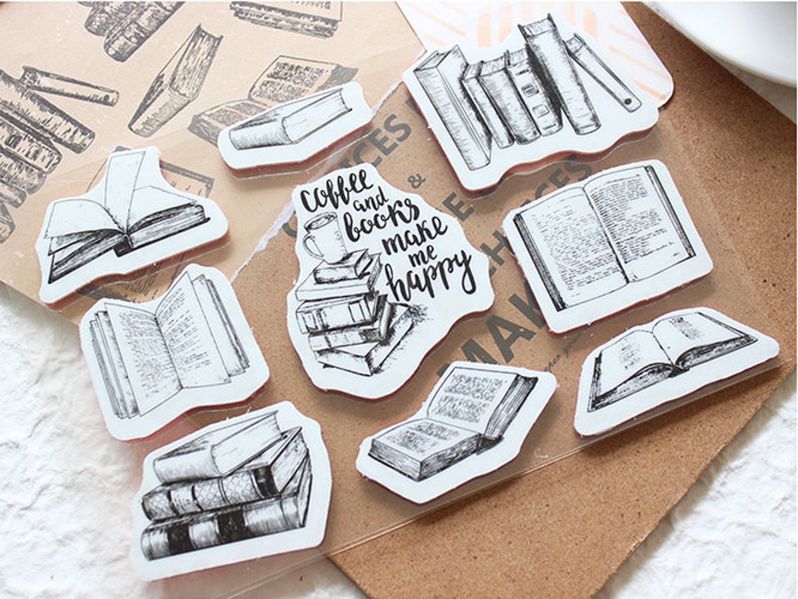 Coffee and Books Rubber Stamp Setbook Novel Reading Bible Etsy