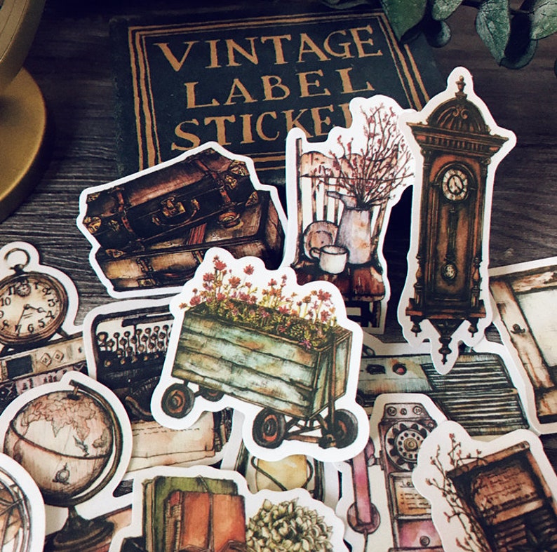 14pcs vintage furniture scrapbook sticker bullet journal
