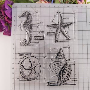 Cling Rubber Stamp Set--Ocean Clear Stamps Set --Bullet Journal Stamp Set-- 13x 16.5cm stamp