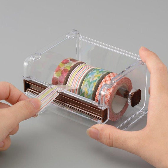 Transparent Desktop Multi Washi Masking Tape Storage Dispenser,Tape  Cutter,Tape Roll Holder