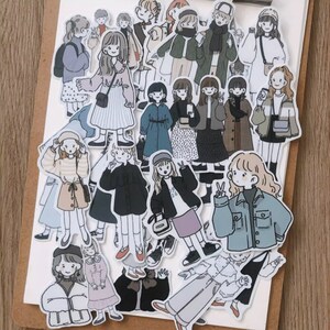 36 pegatinas para álbumes de recortes, pegatinas de Filofax, pegatinas para agenda, linda chica de dibujos animados