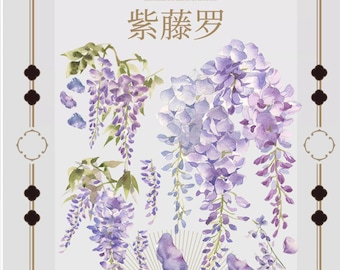 Blauweregen PET-omhulsel licht met verwijderbaar papier -- Masking PET-tape -- Bullet Journal PET-tape-decotape--60 mm*6 m