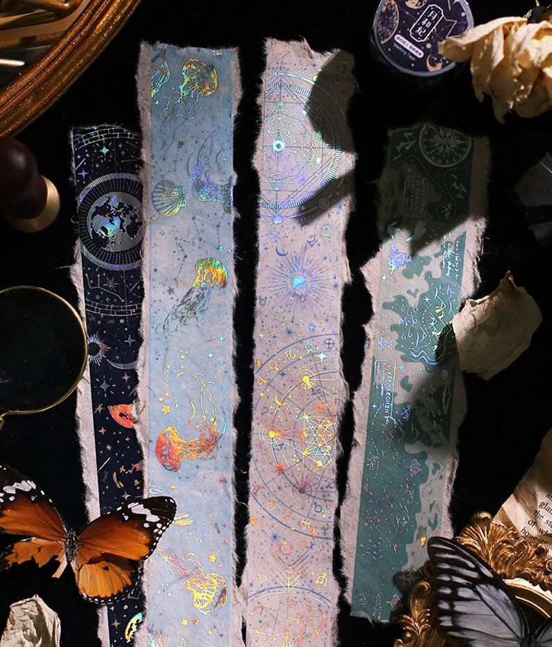 Laser Gold Foil Universe Washi Tape and Release Paper Starry Etsy