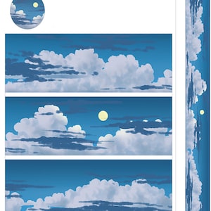 Moon Night Washi Tape with speical ink and release paper-- Japanese Washi Tape -Deco tape--40mm x3M