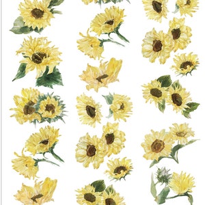 Sunflower PET  Tape with speical ink and Release Paper-- Junk Journal Tape -Deco tape--50mm*3M
