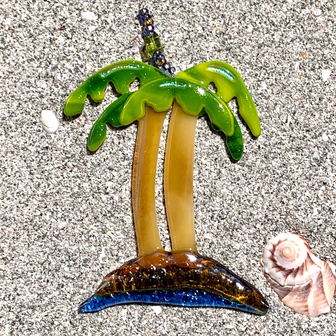 Fused Glass Palm Tree Ornament Etsy