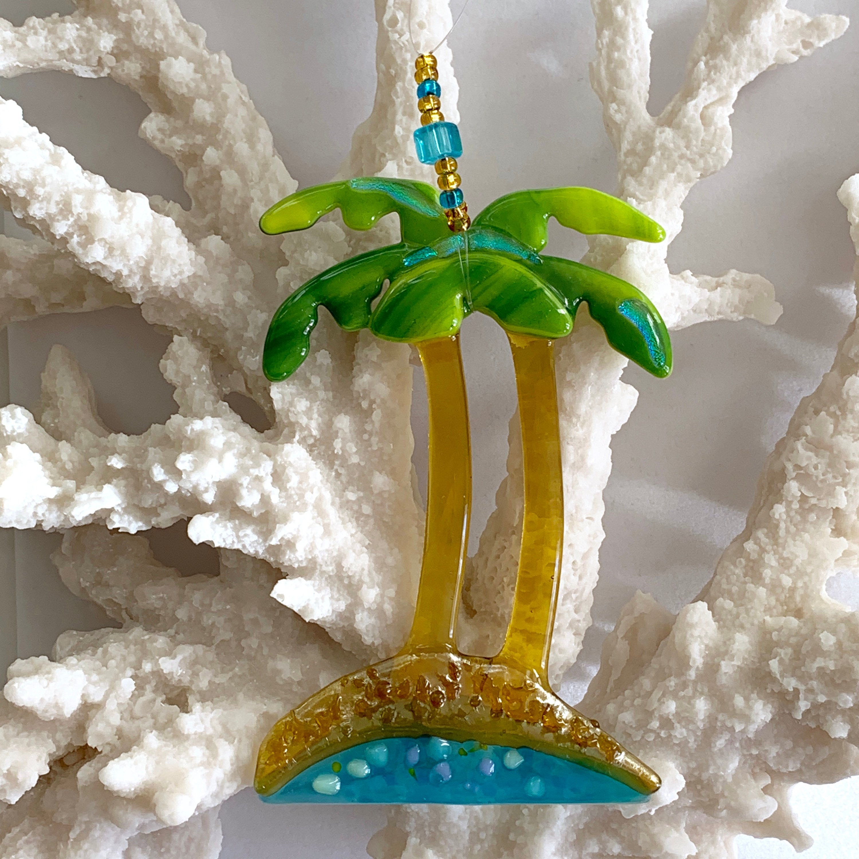 Fused Glass Palm Tree Ornament Etsy
