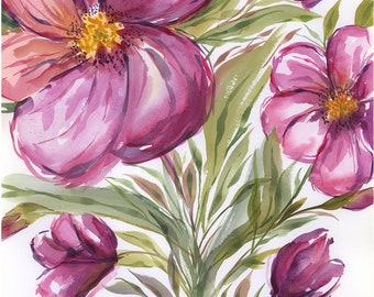 Print: PINK BLOOM - Watercolor Art by Stacey Chacon