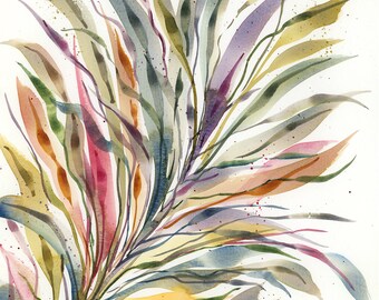 Print: ABSTRACT LEAVES 01 - Watercolor Art by Stacey Chacon