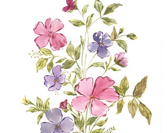 Print: DAINTY FLOWERS - Watercolor Art by Stacey Chacon