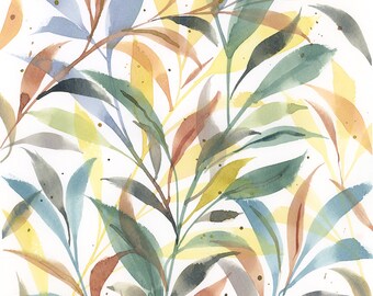 LOOSE LEAVES 10x14 - Original Loose Floral Watercolor Painting