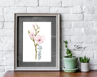 How Great Thou Art, Magnolia Blooms, Watercolor, Printable Art