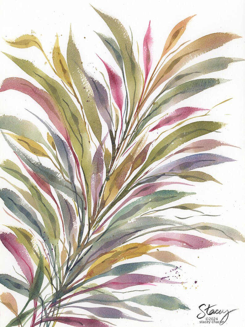 Print: ABSTRACT LEAVES 02 Watercolor Art by Stacey Chacon image 1