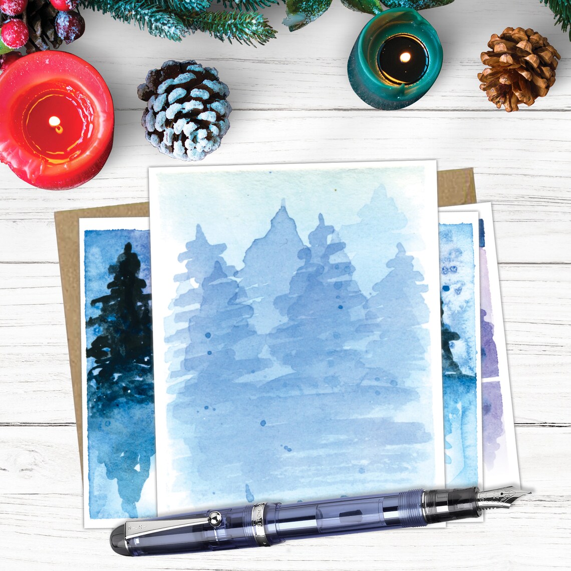 PRINTABLE Holiday Cards: Winter Scenes, Set of 5, Print-it-yourself ...