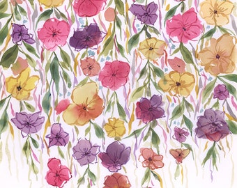Print: WILDFLOWER CASCADE - Watercolor Art by Stacey Chacon